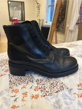 Black Lace-Trim Chelsea Ankle Boots - Women